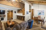 Mammoth Lakes Condo Rental Sunshine Village 134 - Living Room has a Woodstove